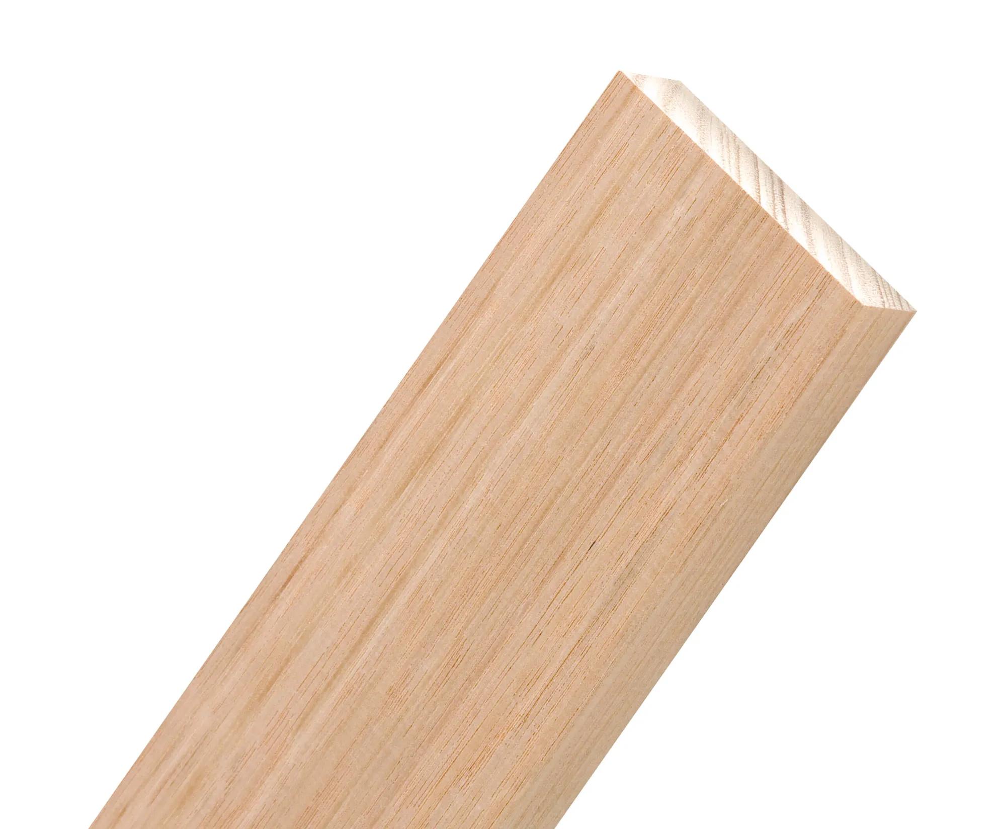 Close-up of a Tasmanian Oak timber board angled against a white background