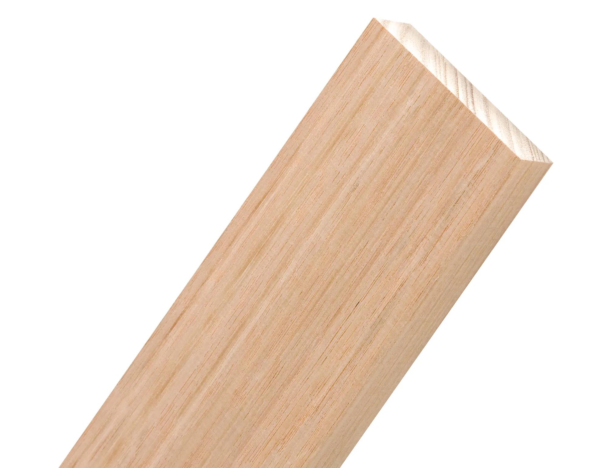 Close-up of a Tasmanian Oak timber board angled against a white background