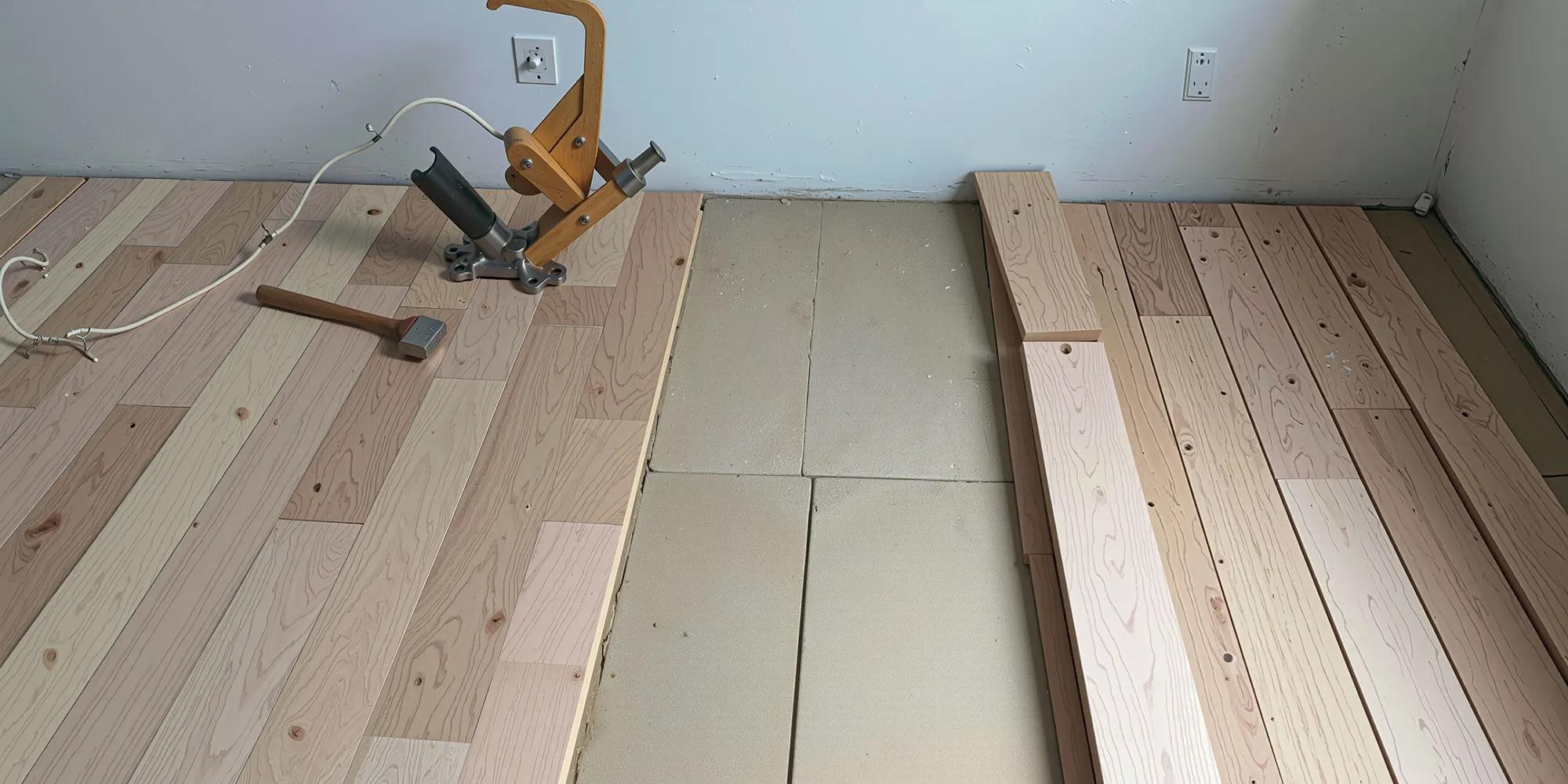New floor installation in progress