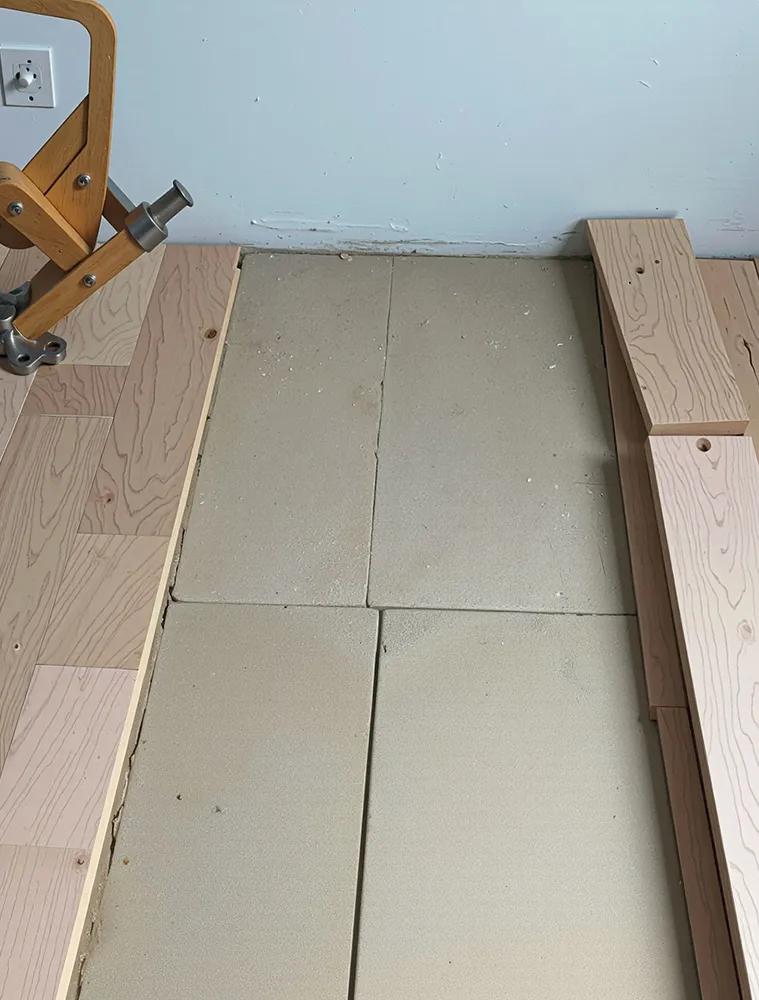 New floor installation in progress