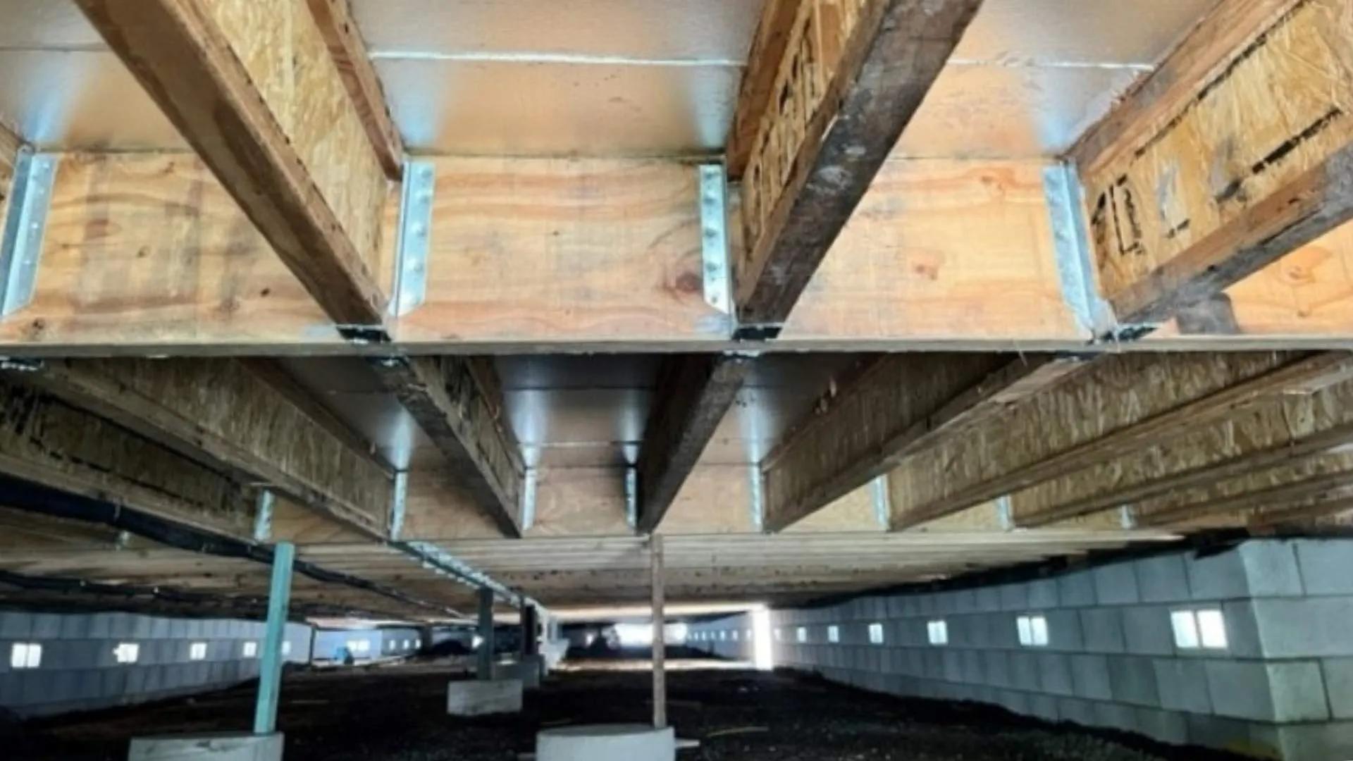 This is a picture of unfinished wooden beams