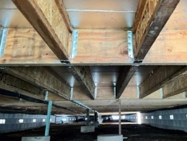 This is a picture of unfinished wooden beams