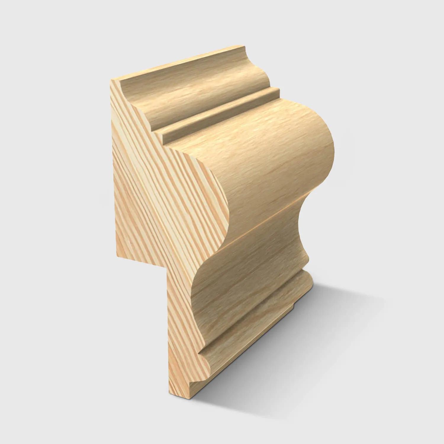 A timber moulding with an ornate concave and convex profile in Clear Pine 64 x 26mm 3.0m
