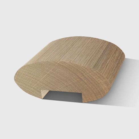 A timber moulding with a wide, semi-circular profile and a small recessed groove on the underside in Tasmanian Oak 70 x 31mm 1.2m