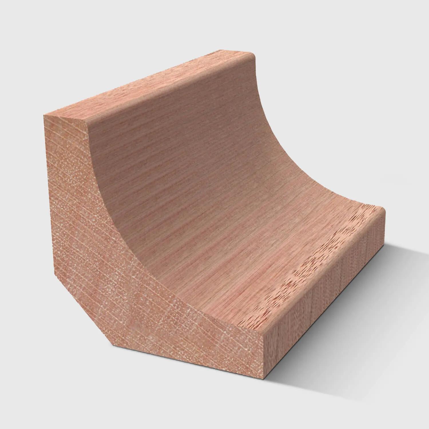 A timber moulding with a concave, quarter-round profile in Meranti 30 x 30mm 1.8m