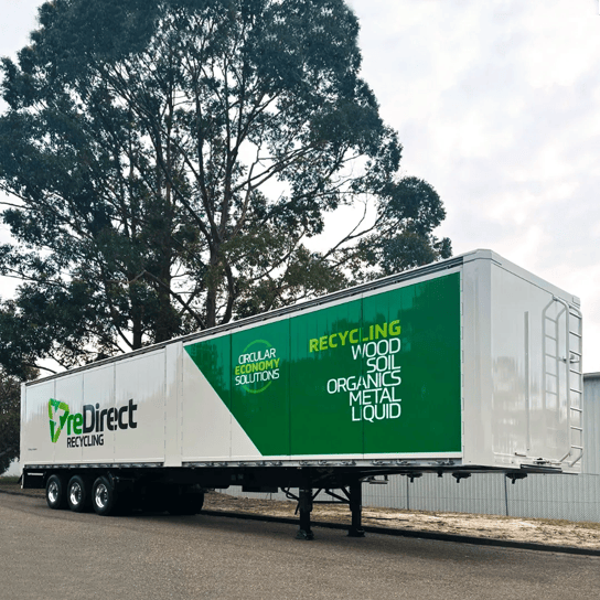 reDirect Recycling walking floor trailer with circular economy branding.