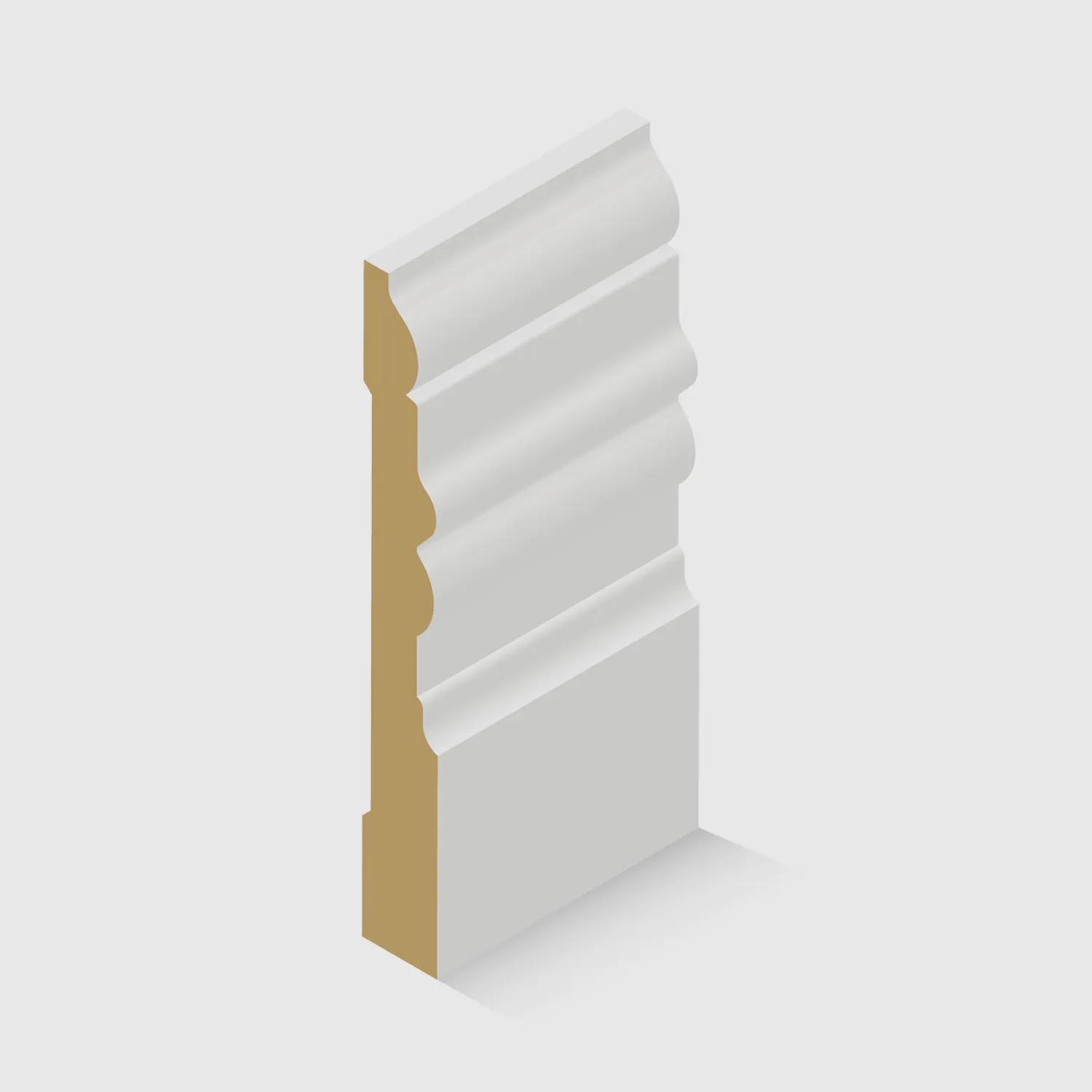 An MDF moulding with a decorative concave and convex curved profile 140 x 18mm
