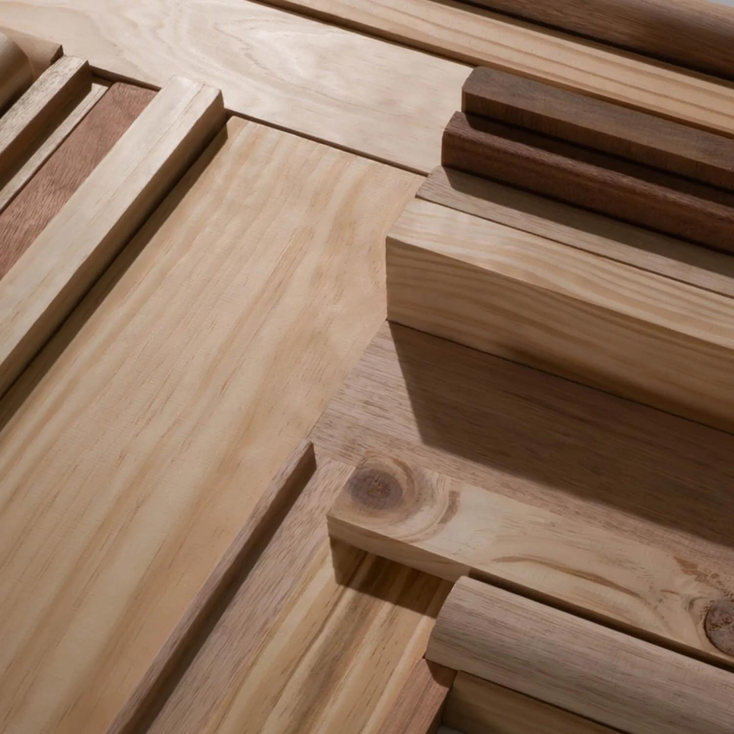 Wooden slats forming paneled structure