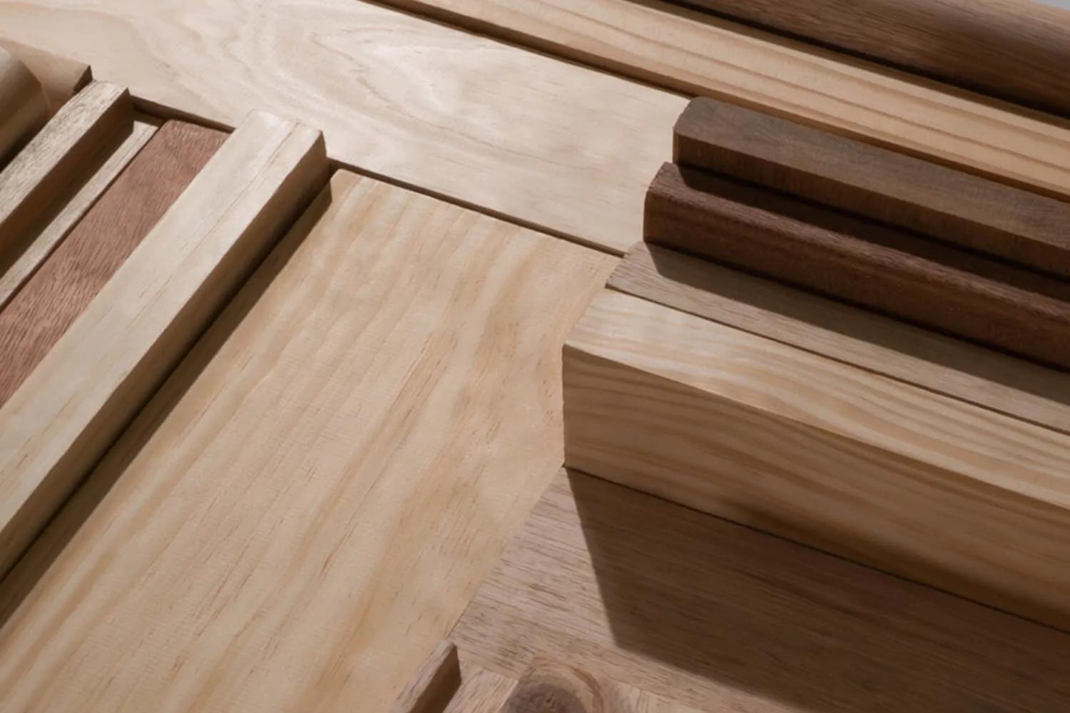 Wooden slats forming paneled structure