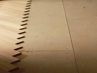 Parquetry floor being installed over STRUCTApanel