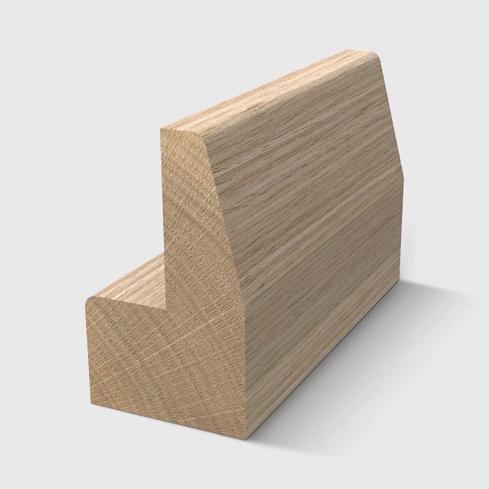 A timber moulding with an angled face and rounded top edge in Tasmanian Oak 31 x 19mm