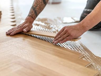 Parquetry floor being installed over STRUCTApanel