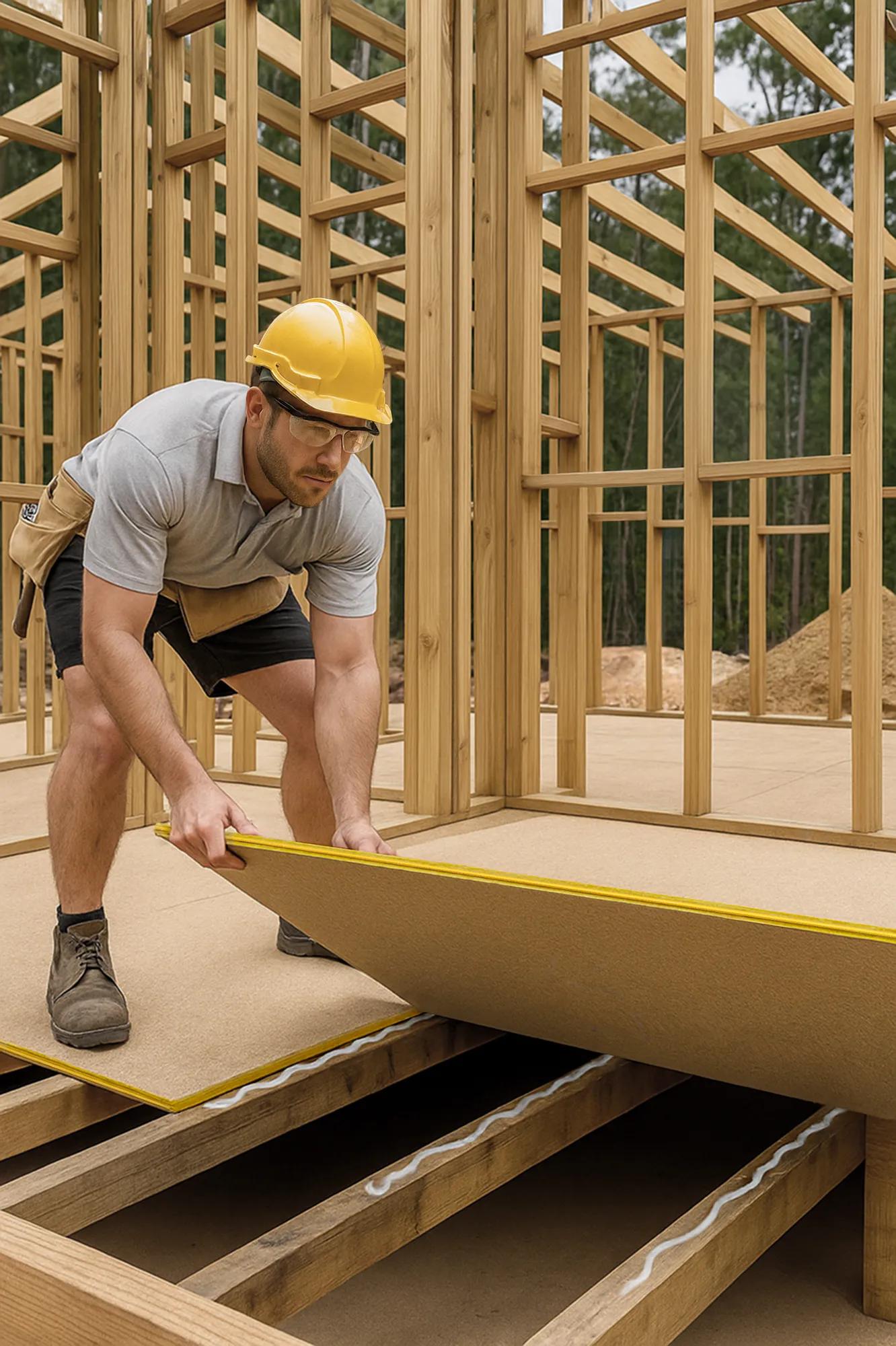 Builder installing Structaflor flooring