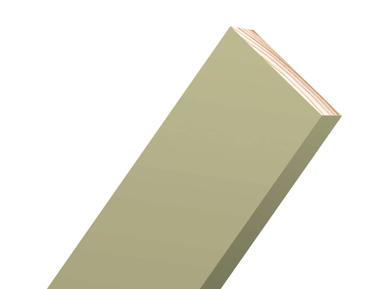 Close-up of a H3 Prime finger-jointed pine timber board angled against a white background