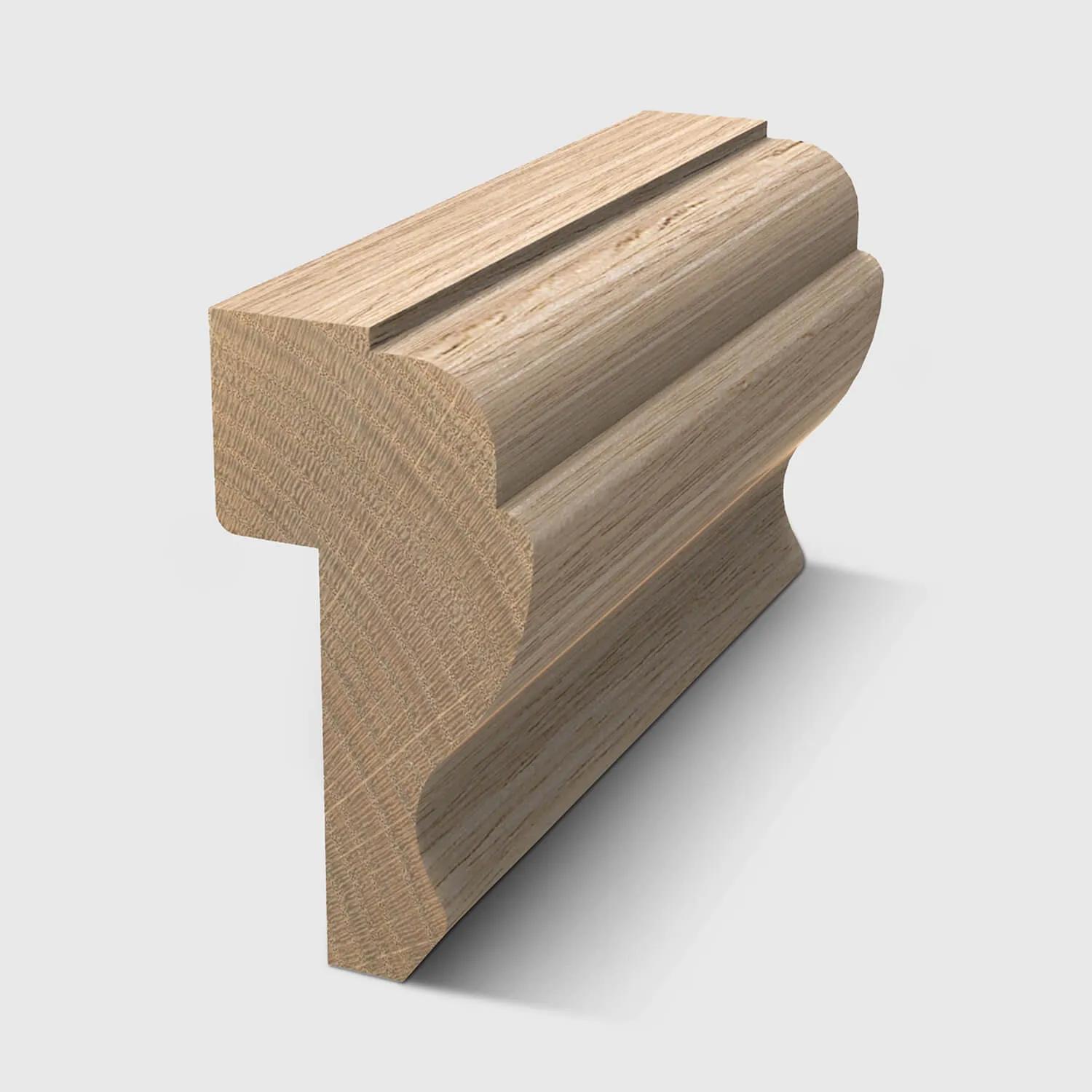 A timber moulding with multiple ornate concave and convex profile in Tasmanian Oak 30 x 15mm 3.0m