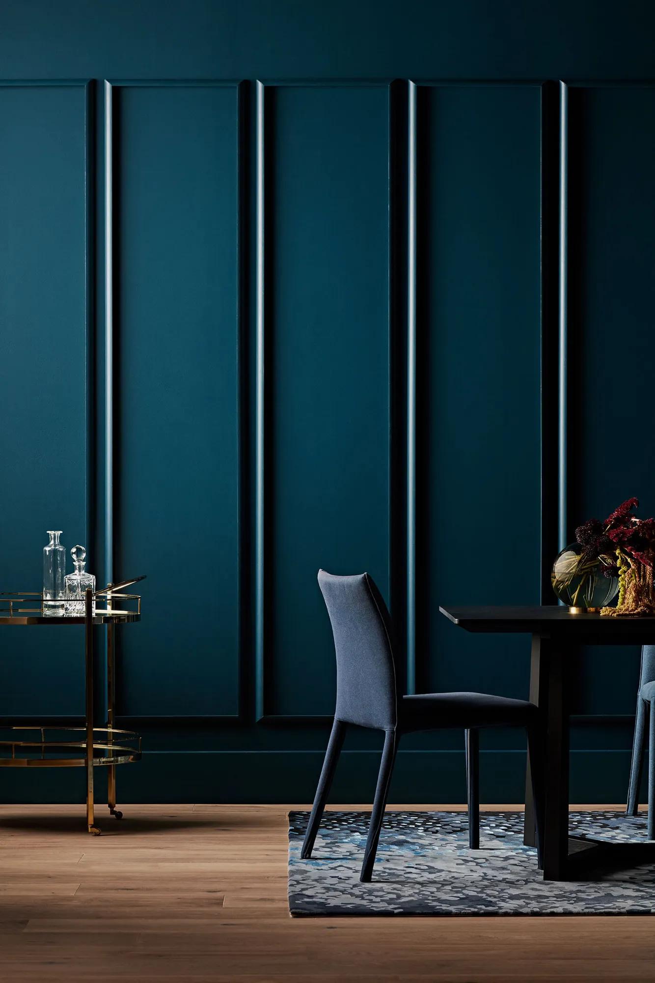 Dark blue modern interior wall