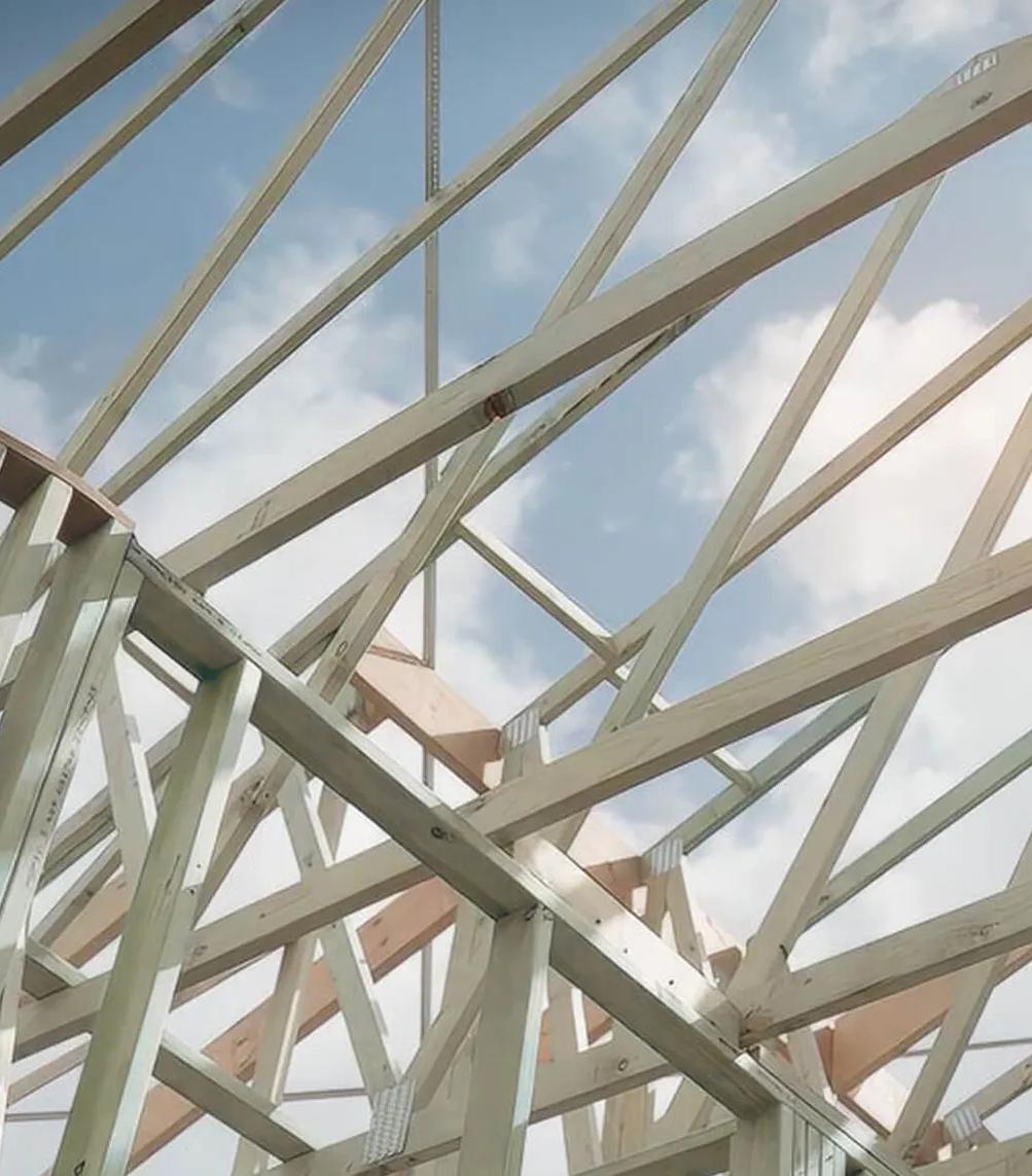 A wooden structure under construction