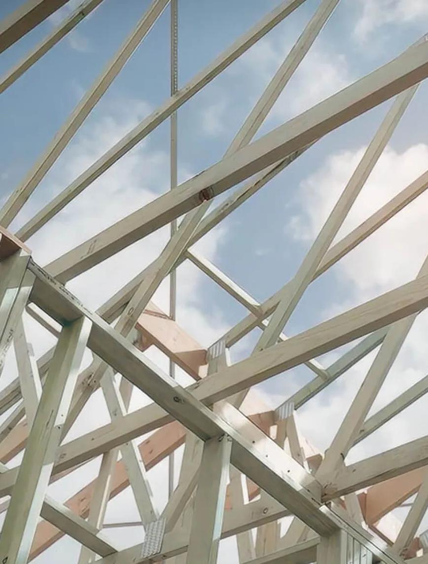 A wooden structure under construction