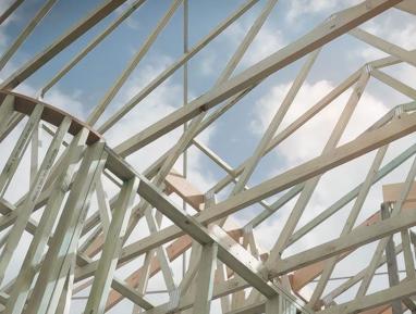 A wooden structure under construction