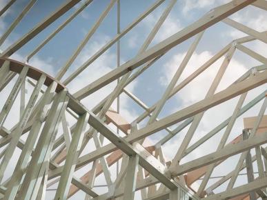 A wooden structure under construction