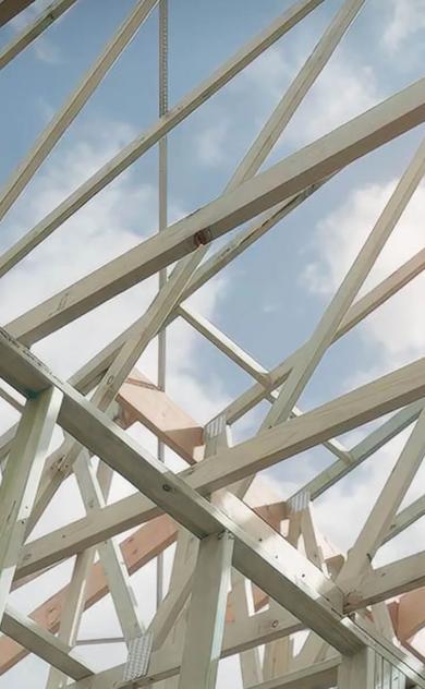 A wooden structure under construction