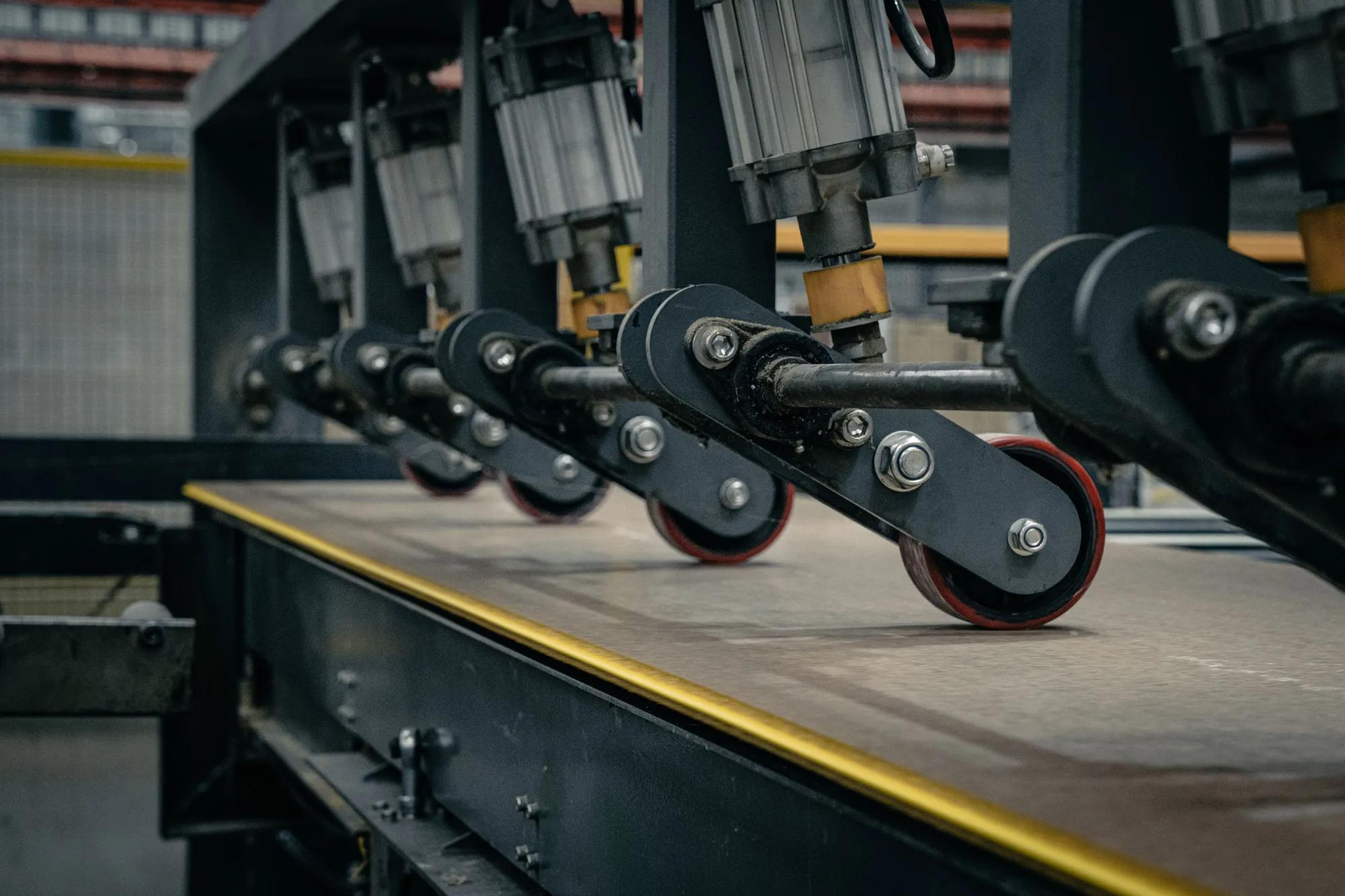 Machine parts on assembly line