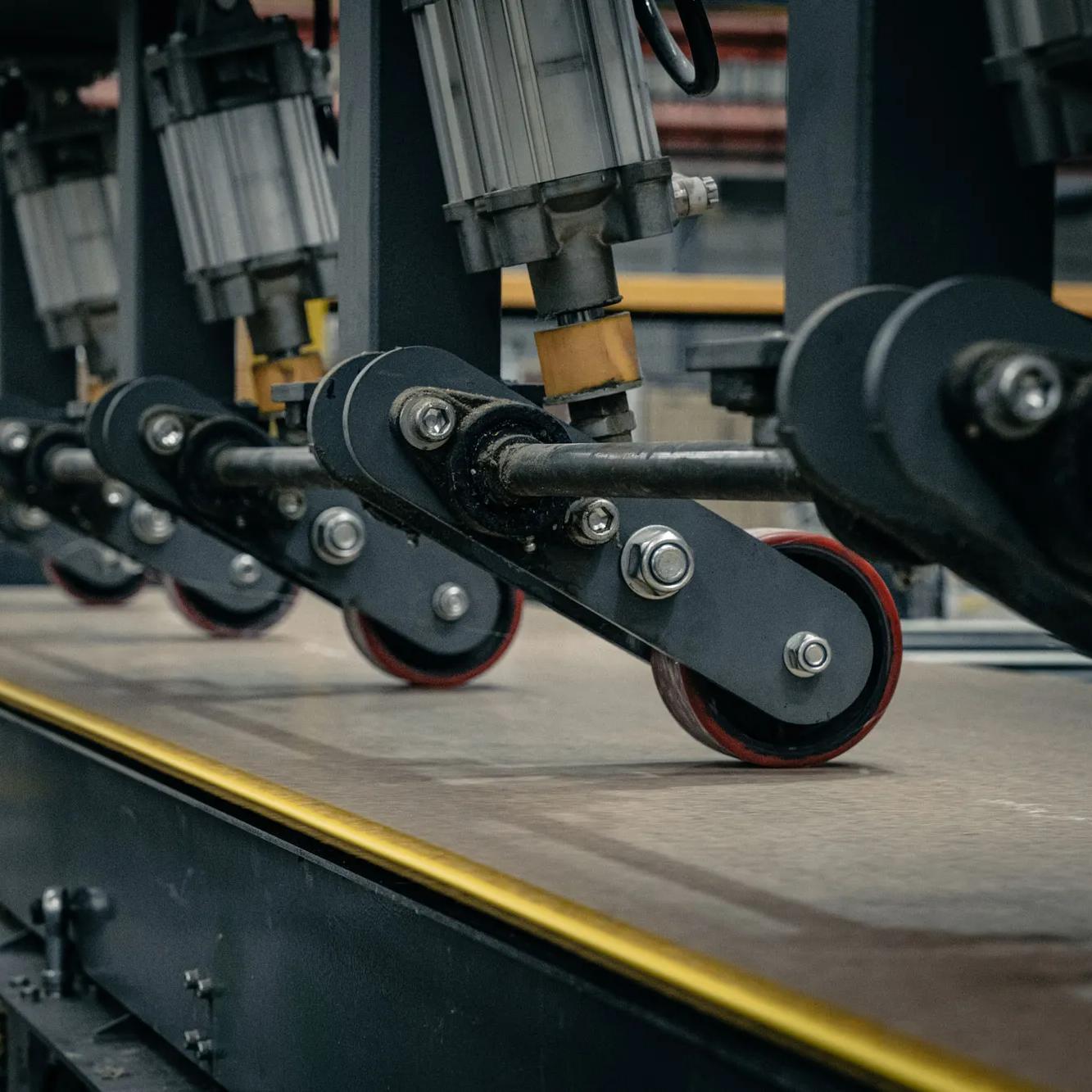 Machine parts on assembly line