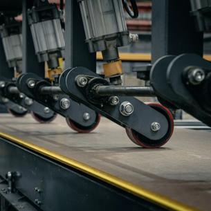 Machine parts on assembly line