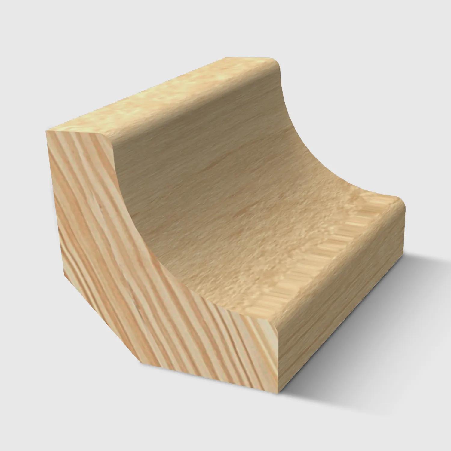 A timber moulding with a concave, quarter-round profile in Clear Pine 30 x 30mm 2.4m
