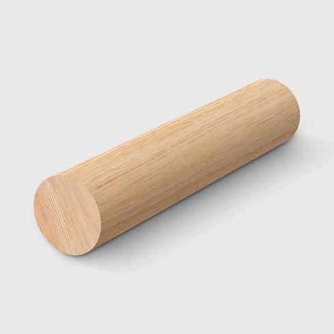 A cylindrical timber dowel in Eucalyptus Grandis 22mm