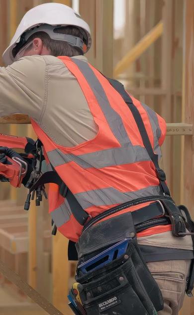 A person in a high visibility vest working on construction site