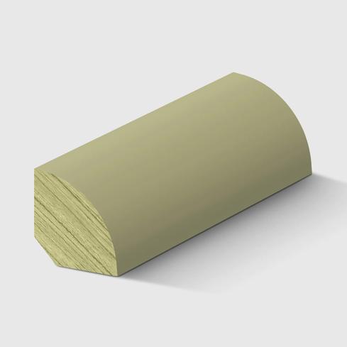 A rounded corner timber moulding in H3 Primed Pine 18 x 18mm