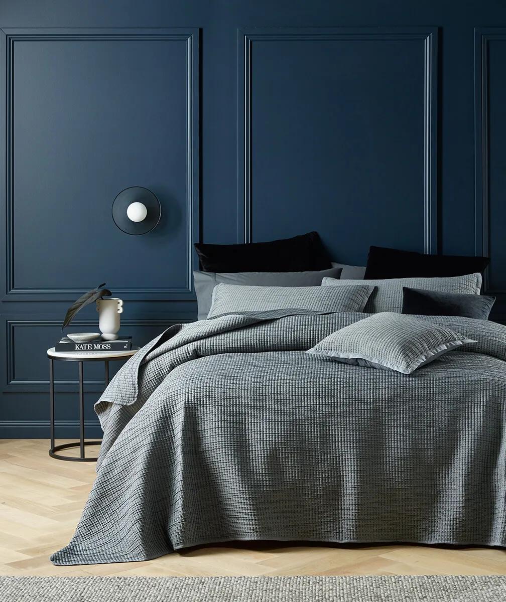 Dark blue bedroom wall