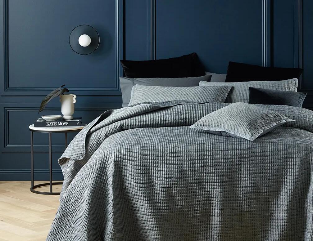 Dark blue bedroom wall