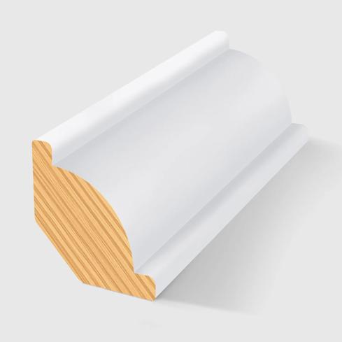 A rounded profile with a flat top and bottom corner timber moulding in Primed FJ Pine 19 x 19mm 2.4m
