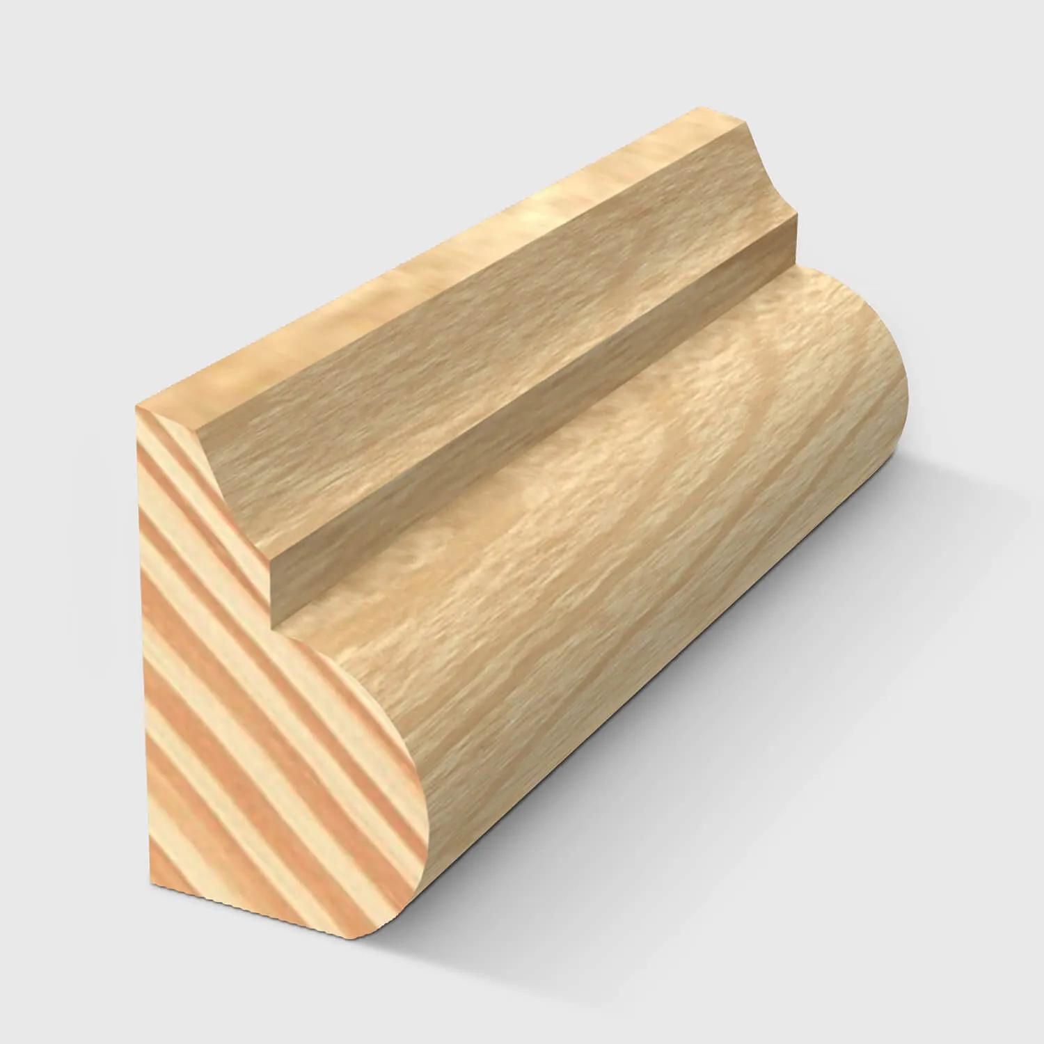 A timber moulding with a decorative concave and convex curved profile in Clear Pine 18 x 11mm 2.4m