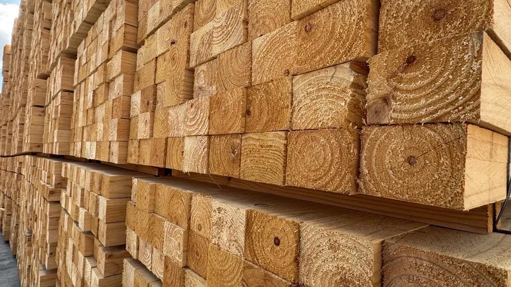Stacks of outdoor timber