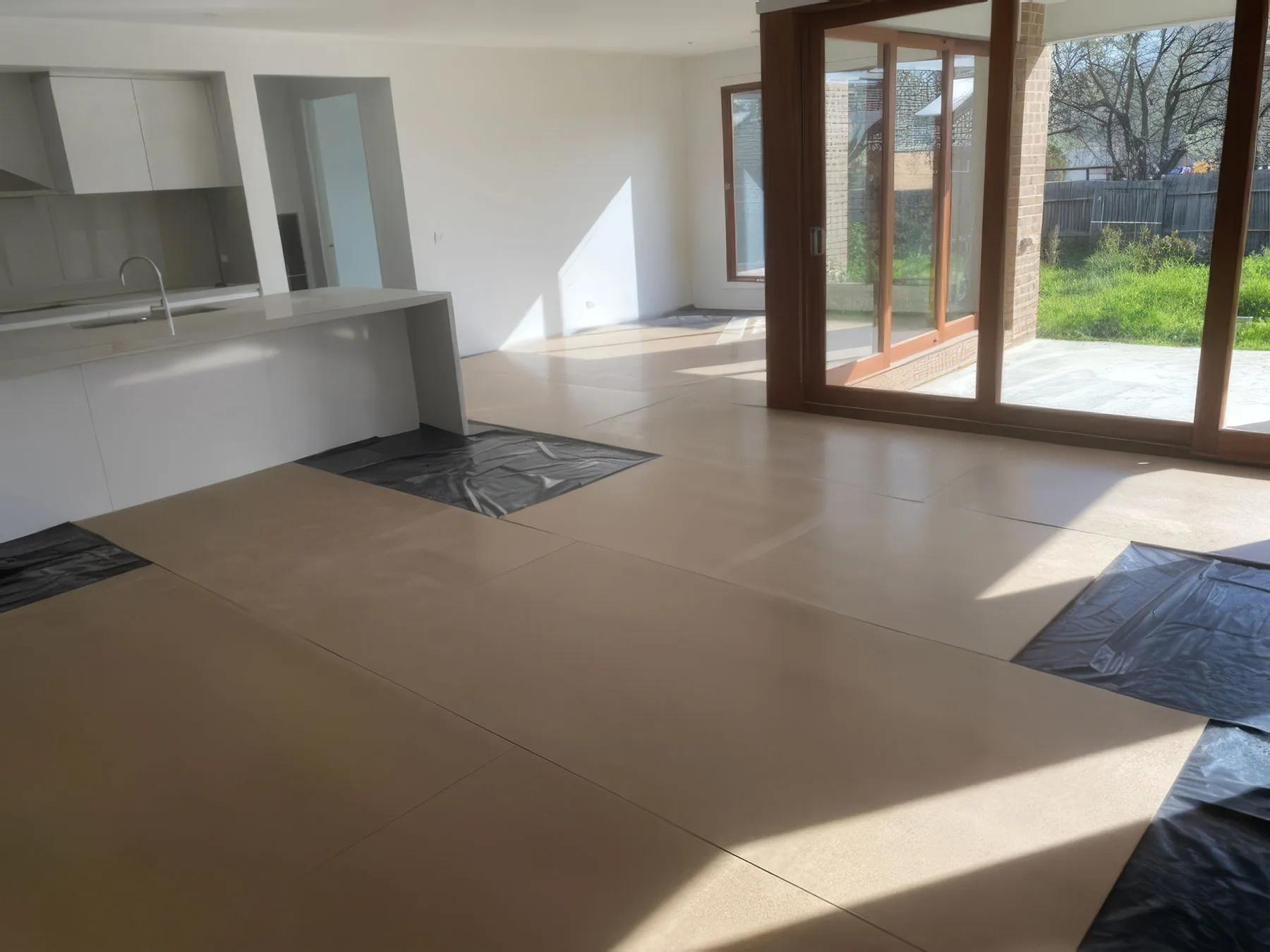 STRUCTAflor installation progress into kitchen and living area
