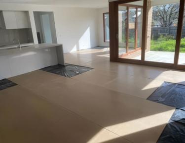 STRUCTAflor installation progress into kitchen and living area