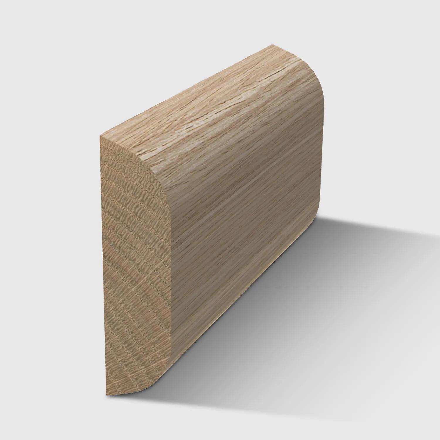 A  timber moulding with a curved top and bottom in Tasmanian Oak 30 x 8mm