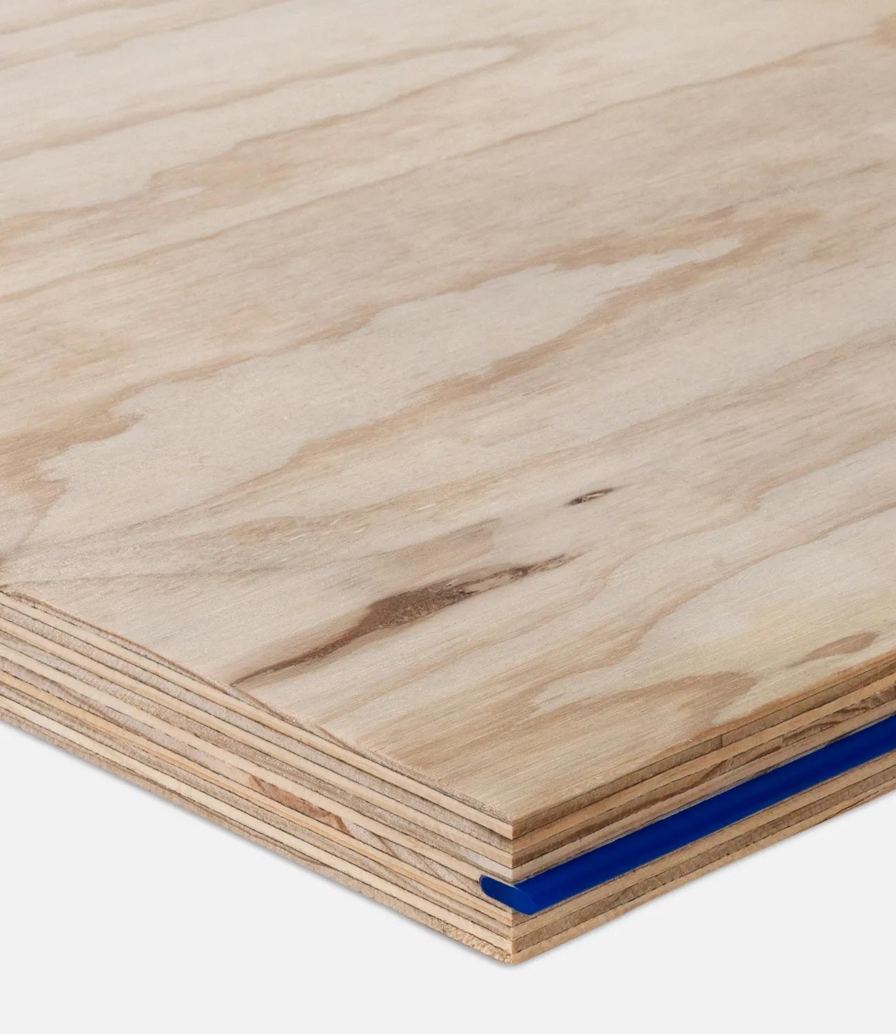 A STRUCTAply panel corner with blue tongue edge