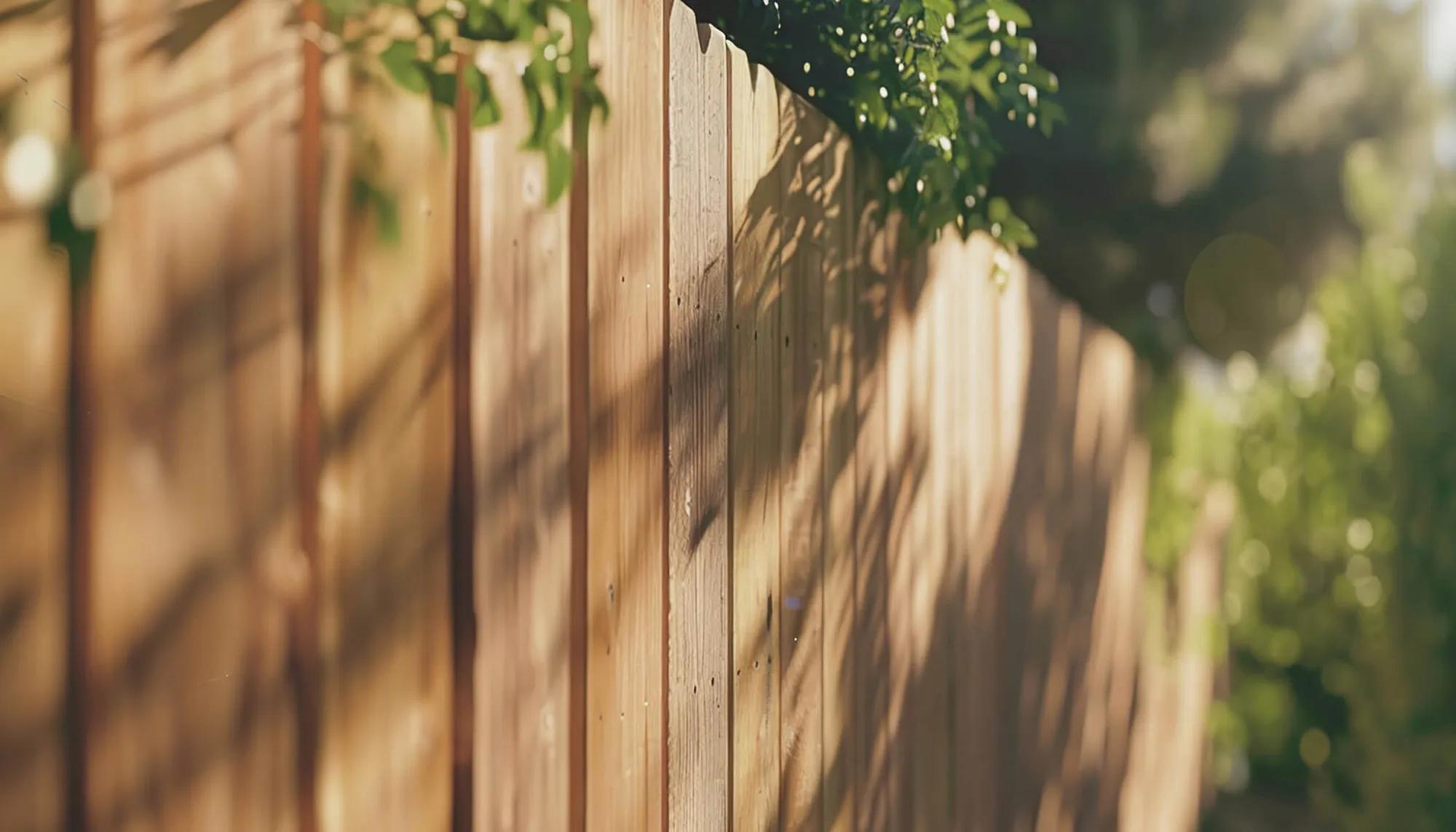 A wooden fence in the sunlight