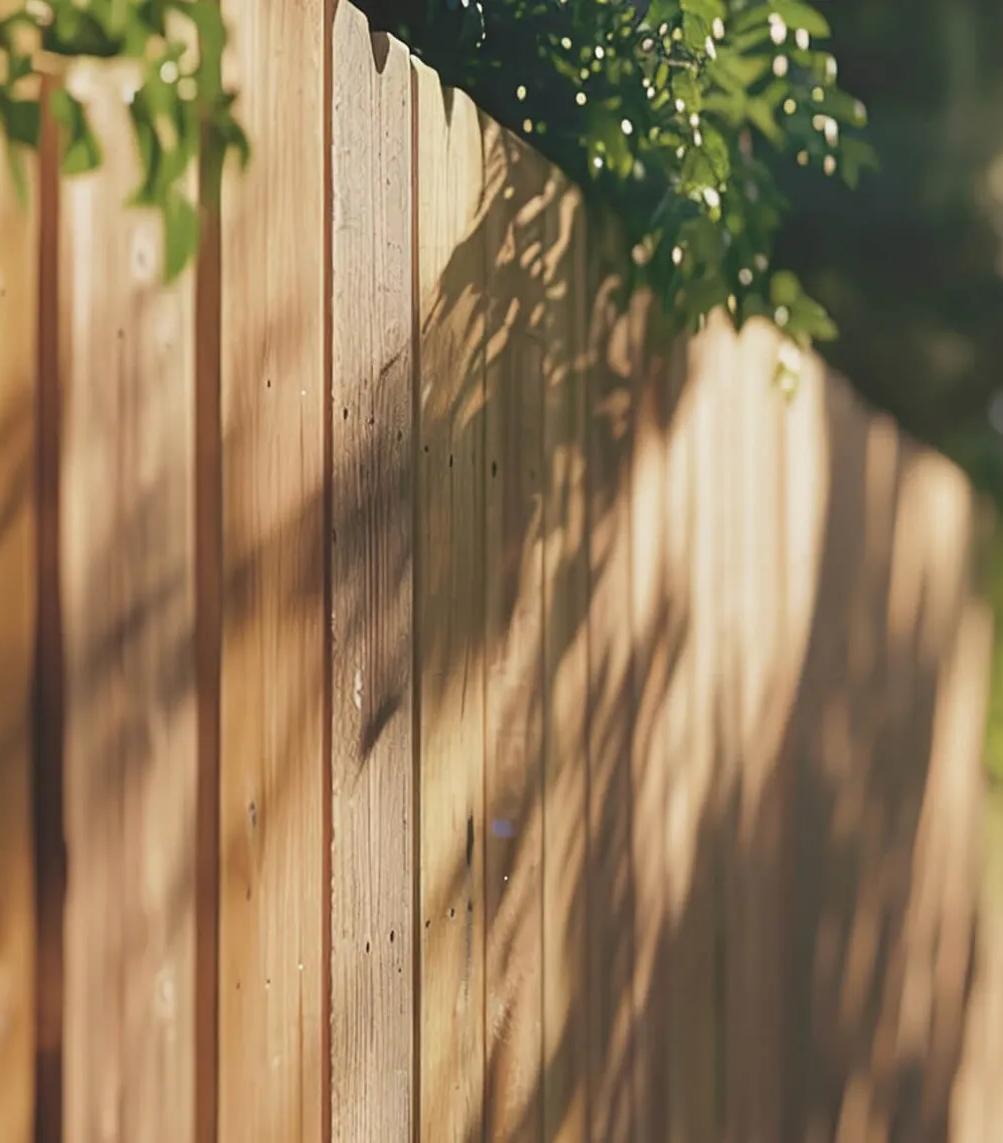 A wooden fence in the sunlight