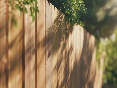 A wooden fence in the sunlight