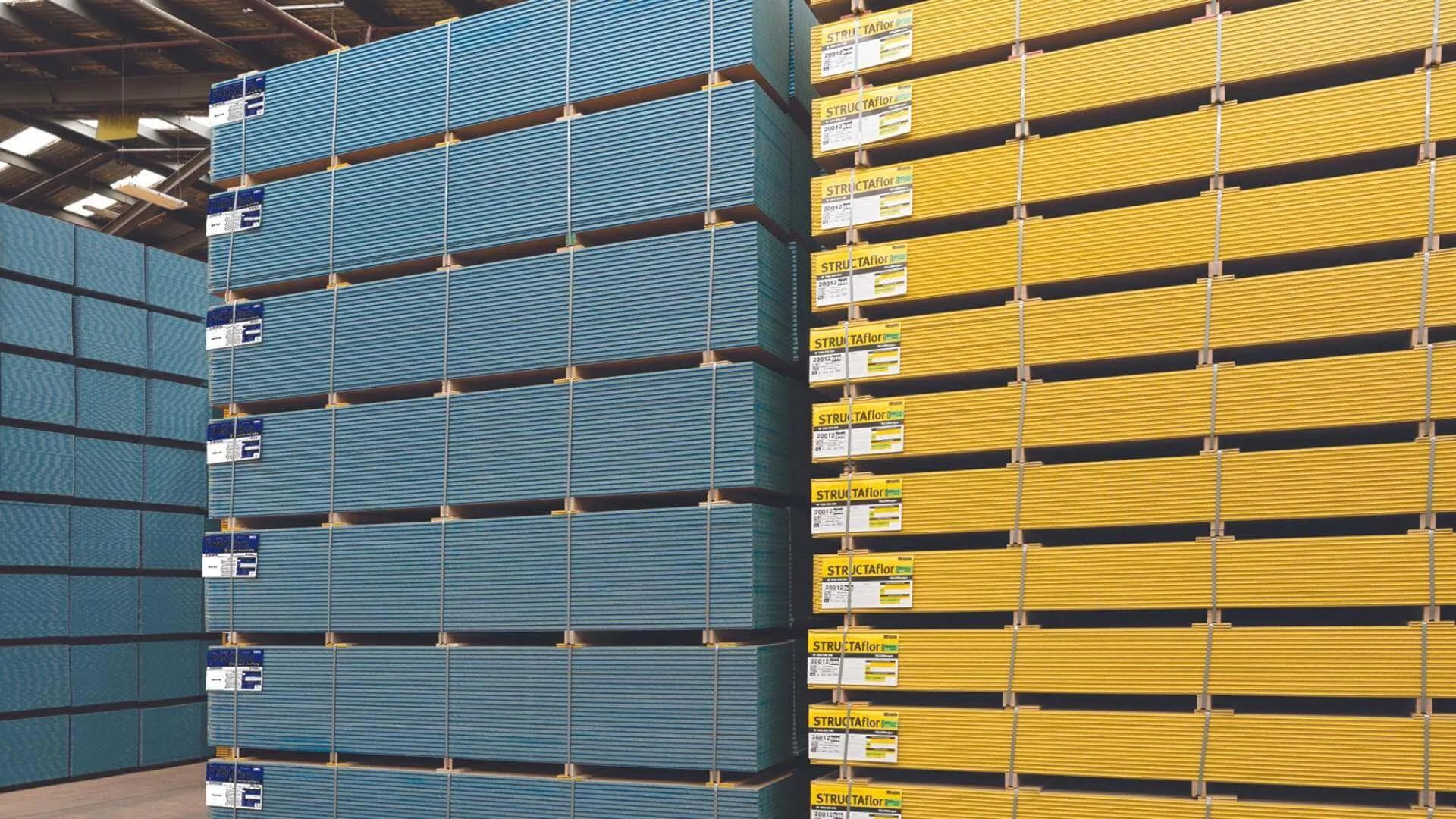 pallets of STRUCTAflor in a warehouse