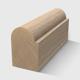 A timber moulding with a half-round top profile and flat base in Tasmanian Oak 20 x 15mm