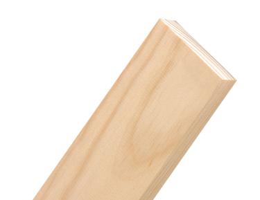 Close-up of a Clear Pine timber board angled against a white background