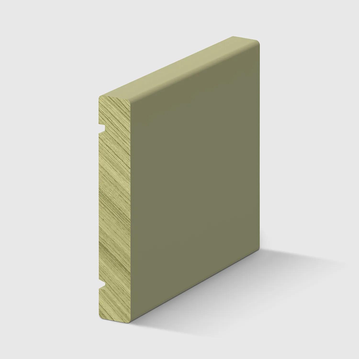 a flat timber fascia board with a small recessed s along one in H3 Primed FJ Pine 190 x 30mm 2.7m