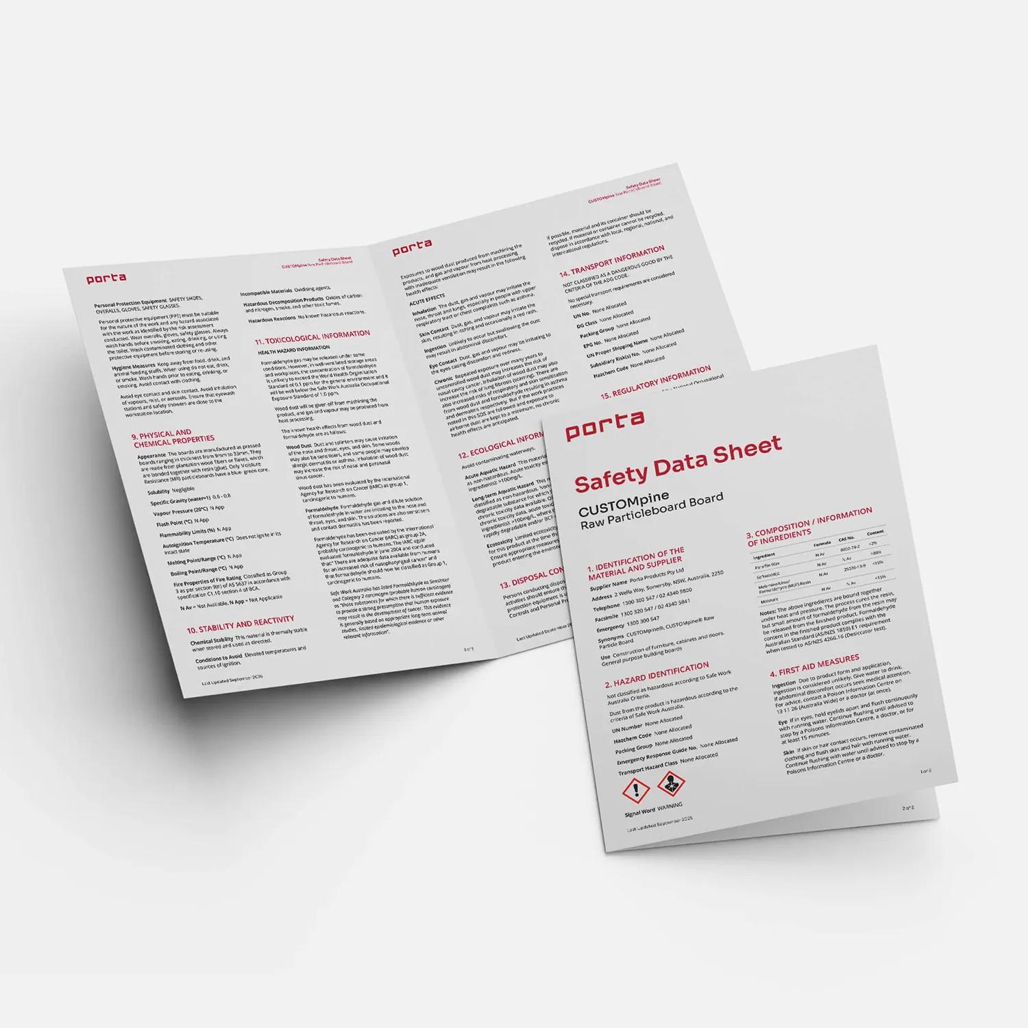 A safety data sheet (SDS) thumbnail
