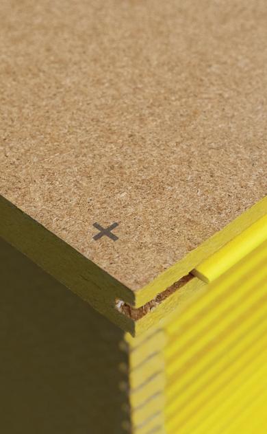 Yellow tongue marking on a STRUCTAflor panel